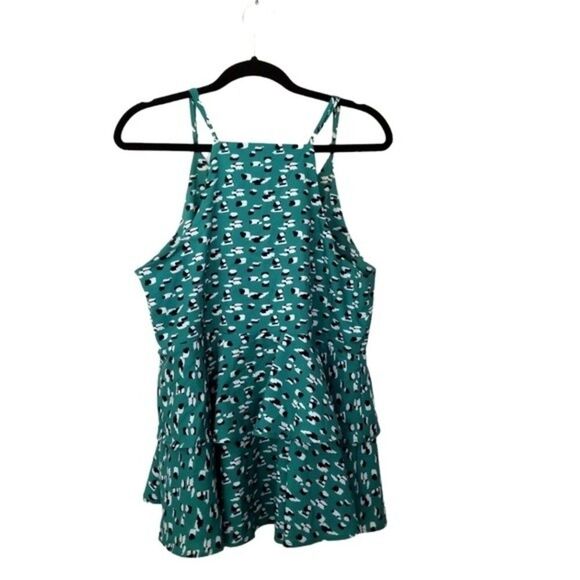 SHEIN 1XL Green Dalmatian Print Spaghetti Strap Blouse NWOT  4 0125 - Picture 2 of 4